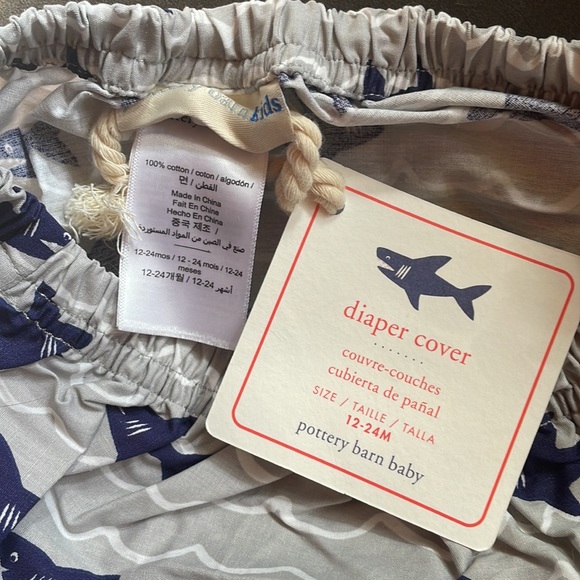 3/$20! NWT POTTERY BARN BABY DIAPER SWIM COVER 12-24 months - shark design - Picture 3 of 5